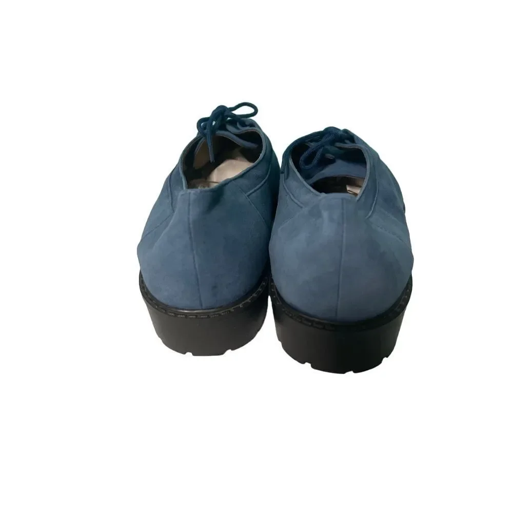 Stylish Blue Suede Oxford‎ Shoes Casual Comfort Lace-up Flats size 13 S-50